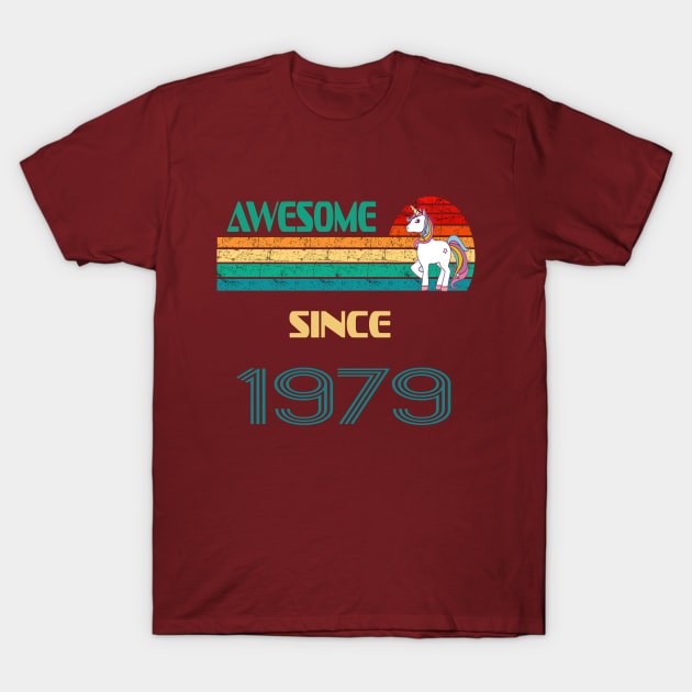 Awesome Since 1979 Funny 40th Birthday Unicorn Lover Gift Idea T-Shirt by Inspireshirt